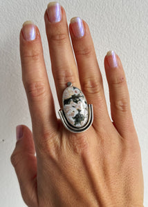 Ocean Jasper Ripple Ring - Size 7.5