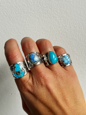 Campitos Turquoise Wide Band Ring - Size 9