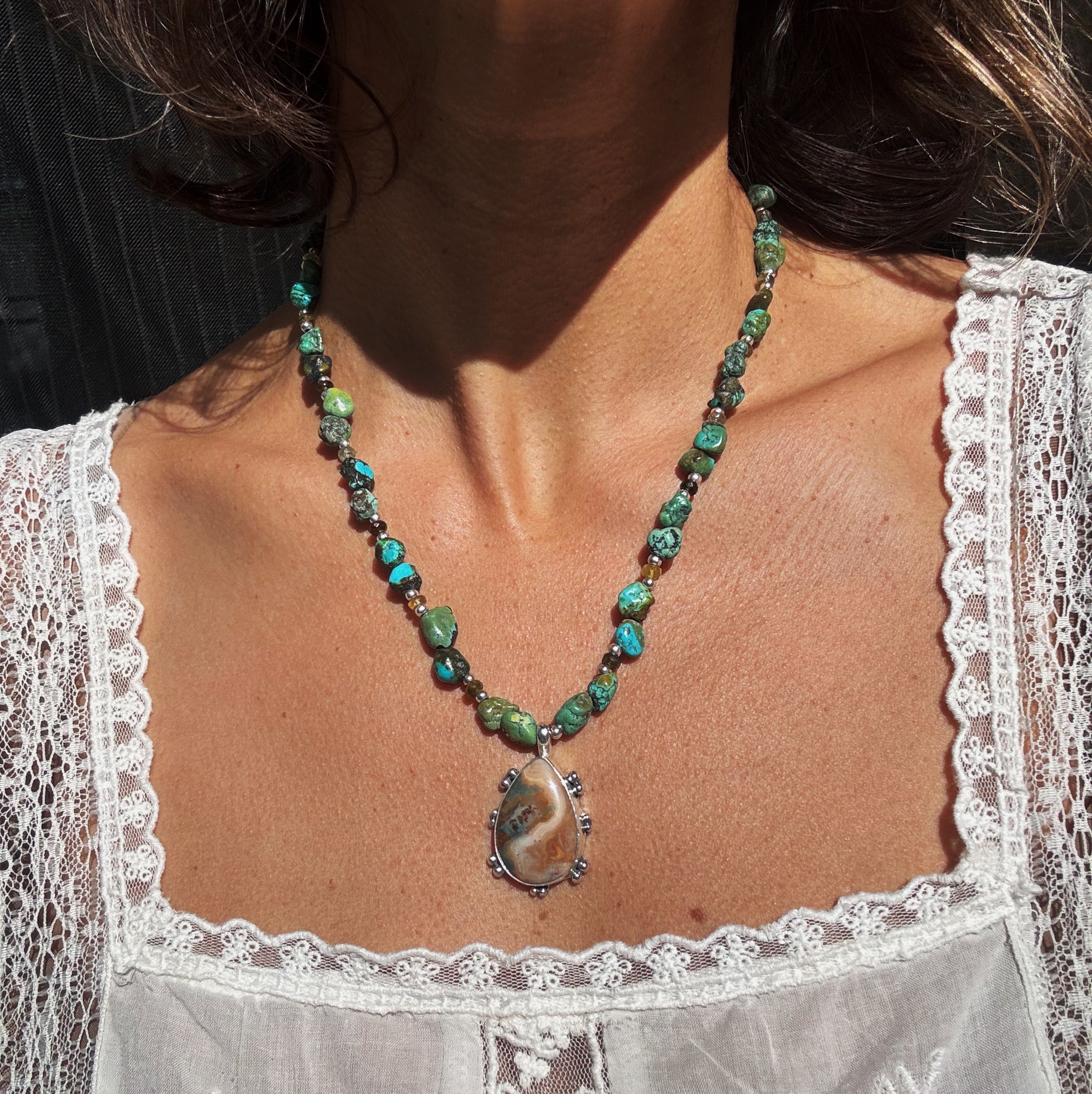 Ocean Jasper and Turquoise & Tourmaline Beaded Necklace