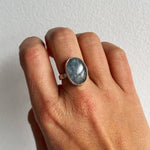 Simple Silver Labradorite Ring- Size 6.5