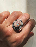 Fire Opal Statement Ring with Twist Border Size 7