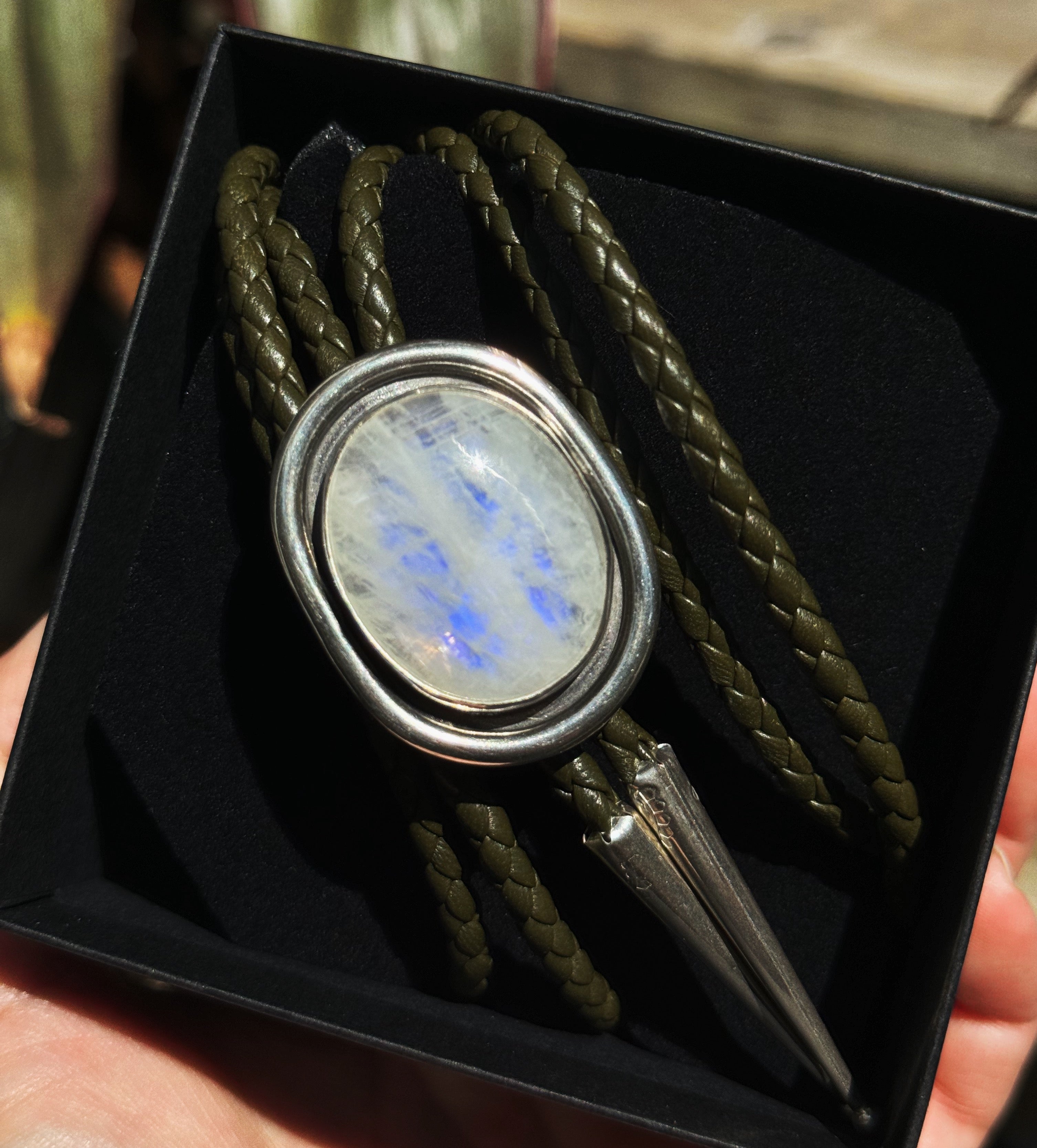 Moonstone Shadowbox Bolo Tie