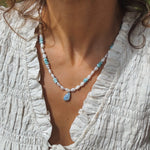 Summer Pearl Necklace with Larimar