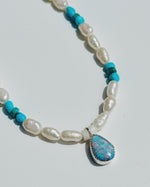 Summer Pearl Necklace with Turquoise