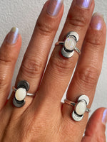 White Opal Crescent Ring - Multiple Sizes