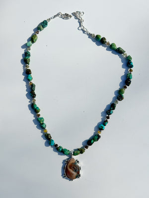Ocean Jasper and Turquoise & Tourmaline Beaded Necklace