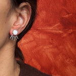 Opal Studs +  Silver Ray Ear Jackets