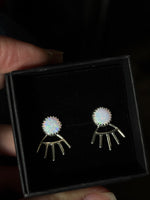 Opal Studs +  Silver Ray Ear Jackets