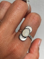 White Opal Crescent Ring - Multiple Sizes