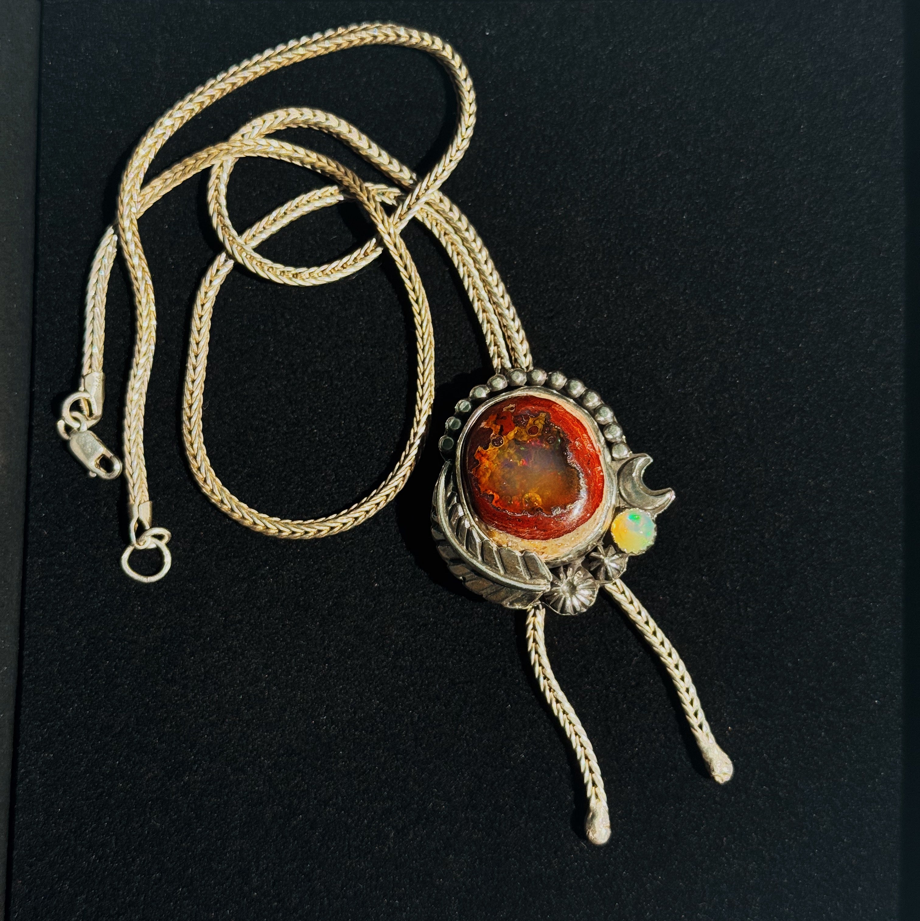Fire Opal Floret Bolo Necklace