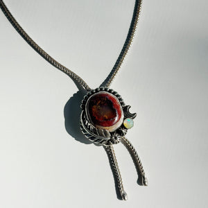 Fire Opal Floret Bolo Necklace