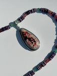 Fire Opal and Wampum Quahog Shell Necklace