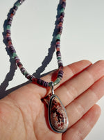 Fire Opal and Wampum Quahog Shell Necklace