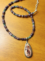 Fire Opal and Wampum Quahog Shell Necklace