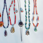Fire Opal and Wampum Quahog Shell Necklace