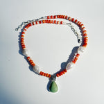 Turquoise and Spiny Oyster Beaded Necklace