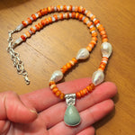 Turquoise and Spiny Oyster Beaded Necklace