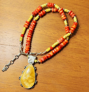 Yellow Agate Beaded Necklace