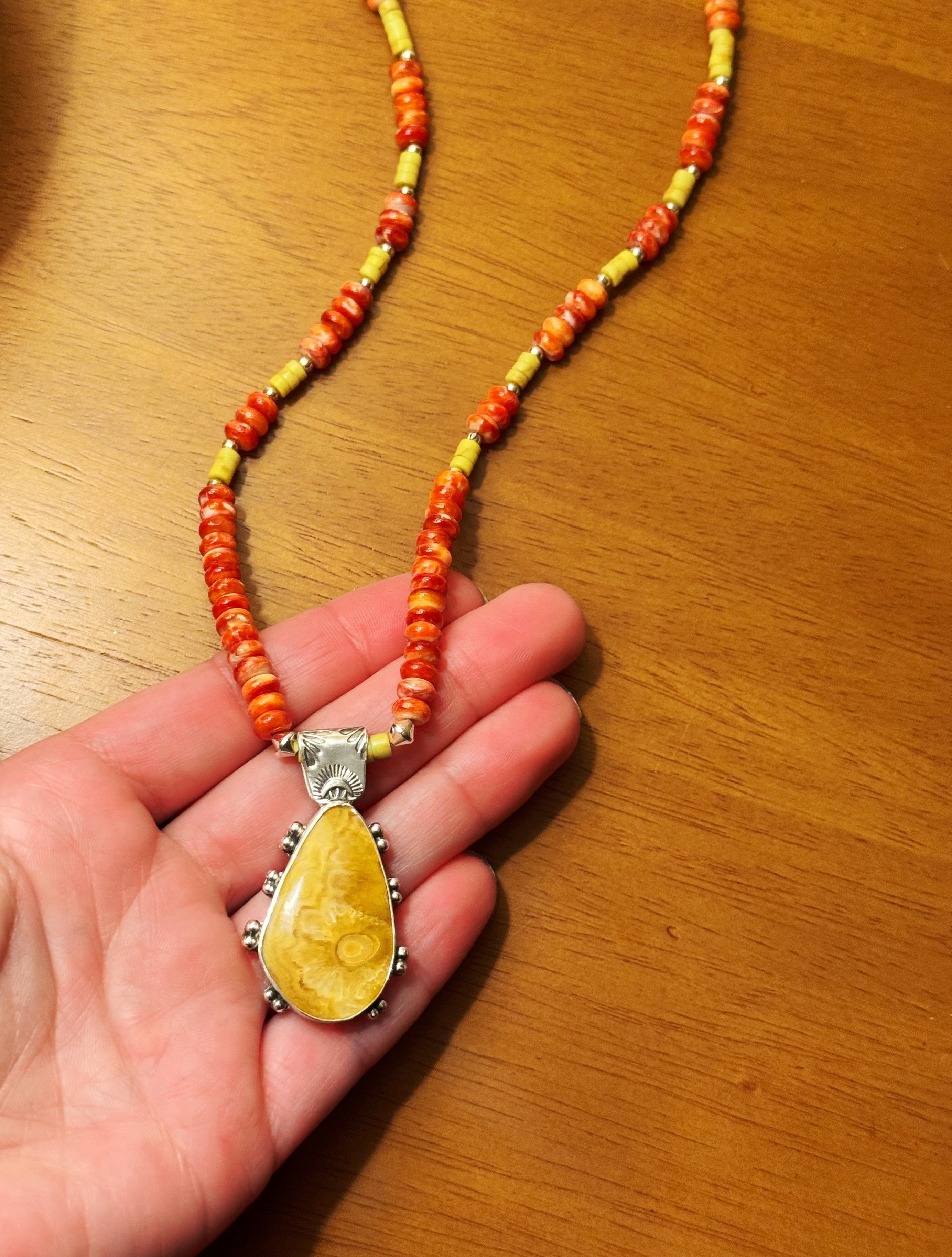 Yellow Agate Beaded Necklace