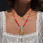 Yellow Agate Beaded Necklace