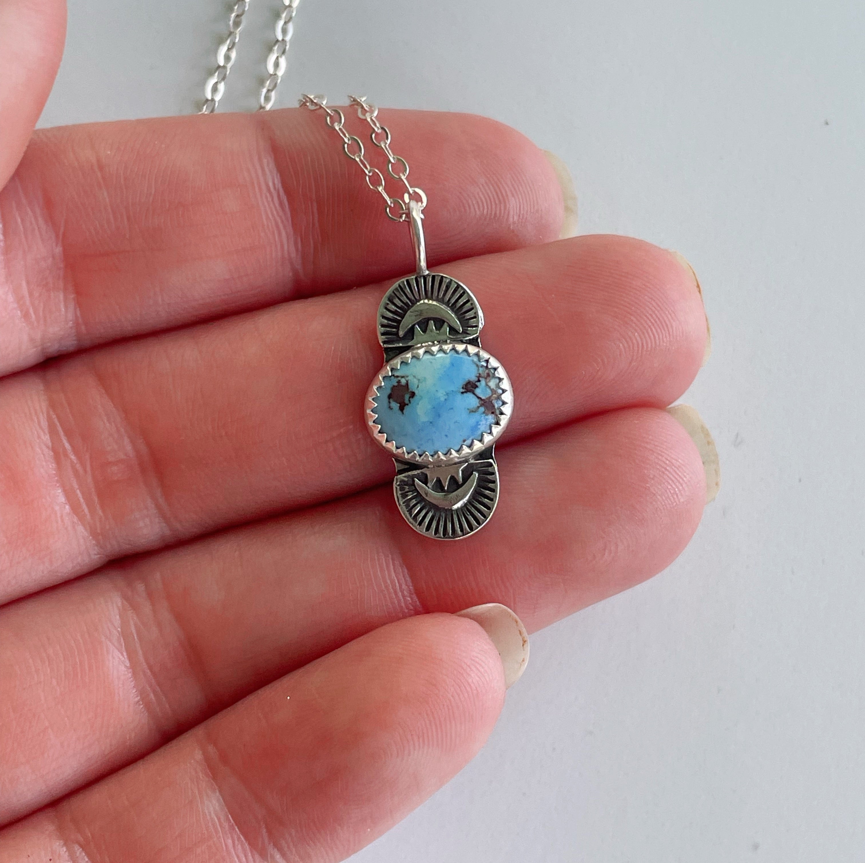 Golden Hills Turquoise Stamped Pendant #2