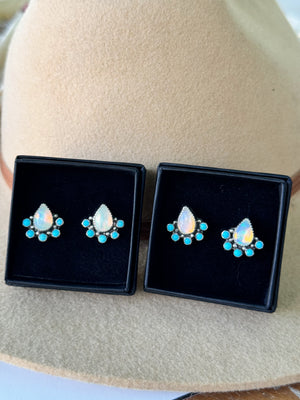 Opal and Turquoise Floret Studs