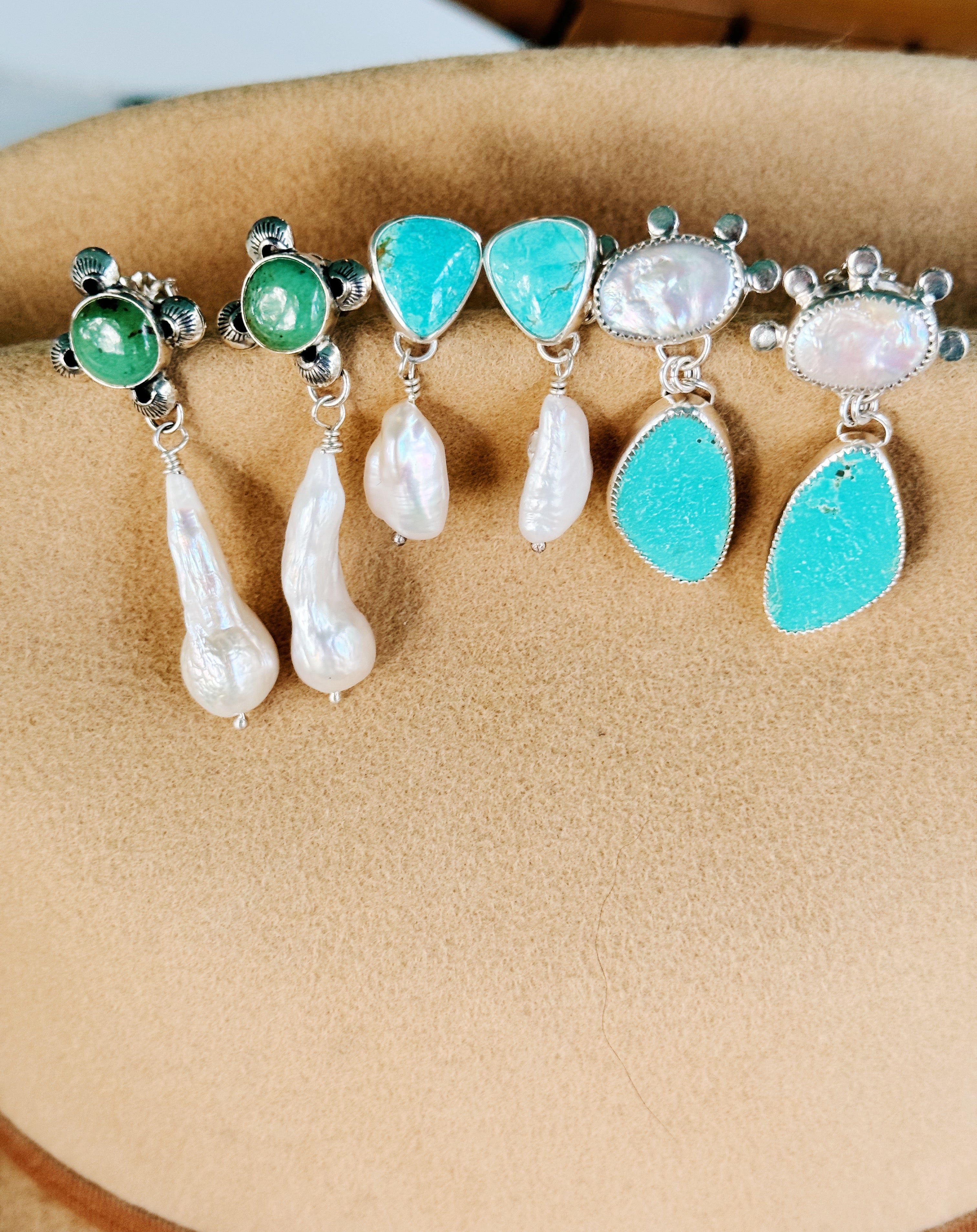 Siren Pearl and Turquoise Drop Earrings