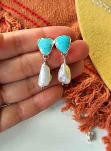 Blue Dreams Pearl Drop Earrings