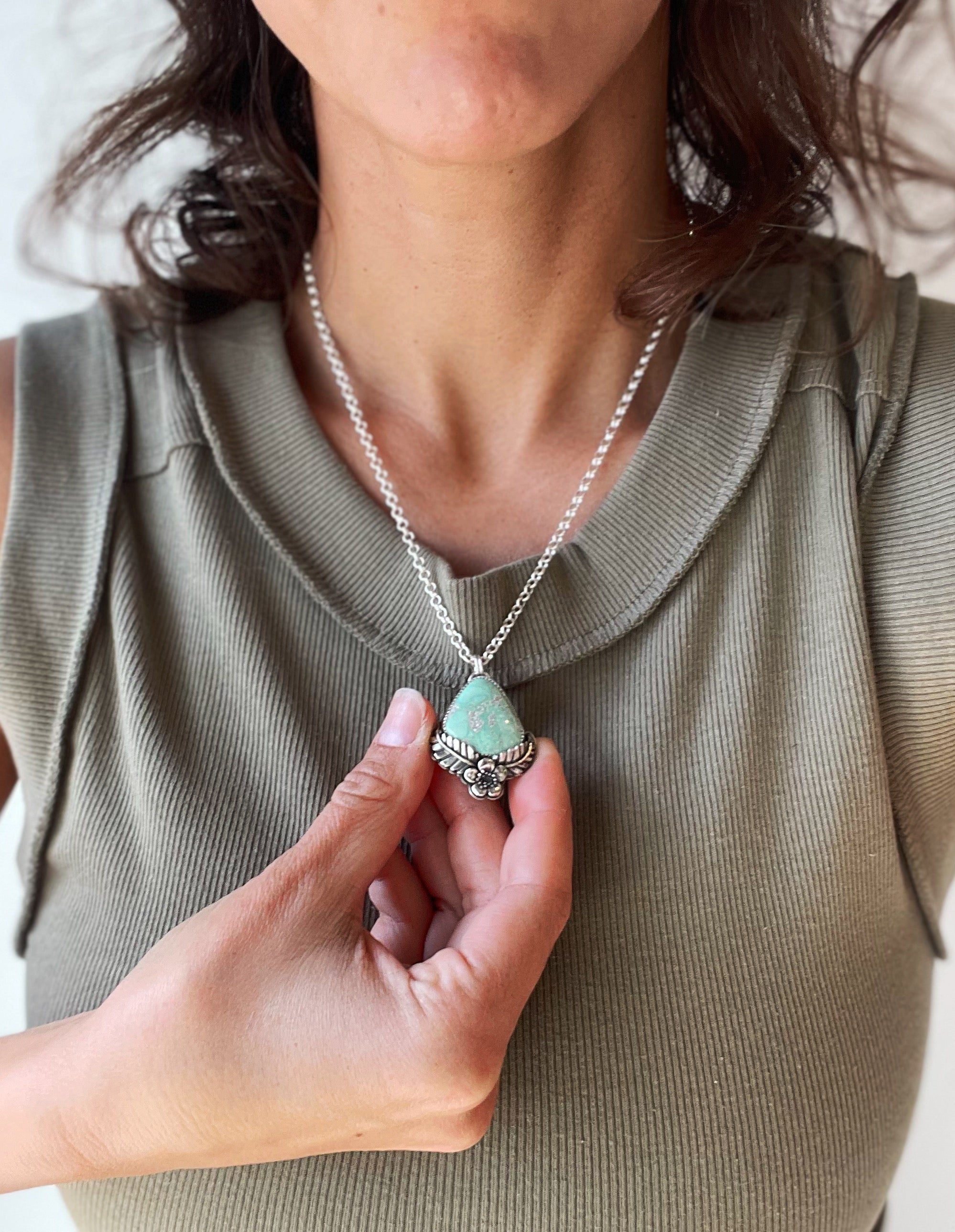 Variscite Flower Pendant