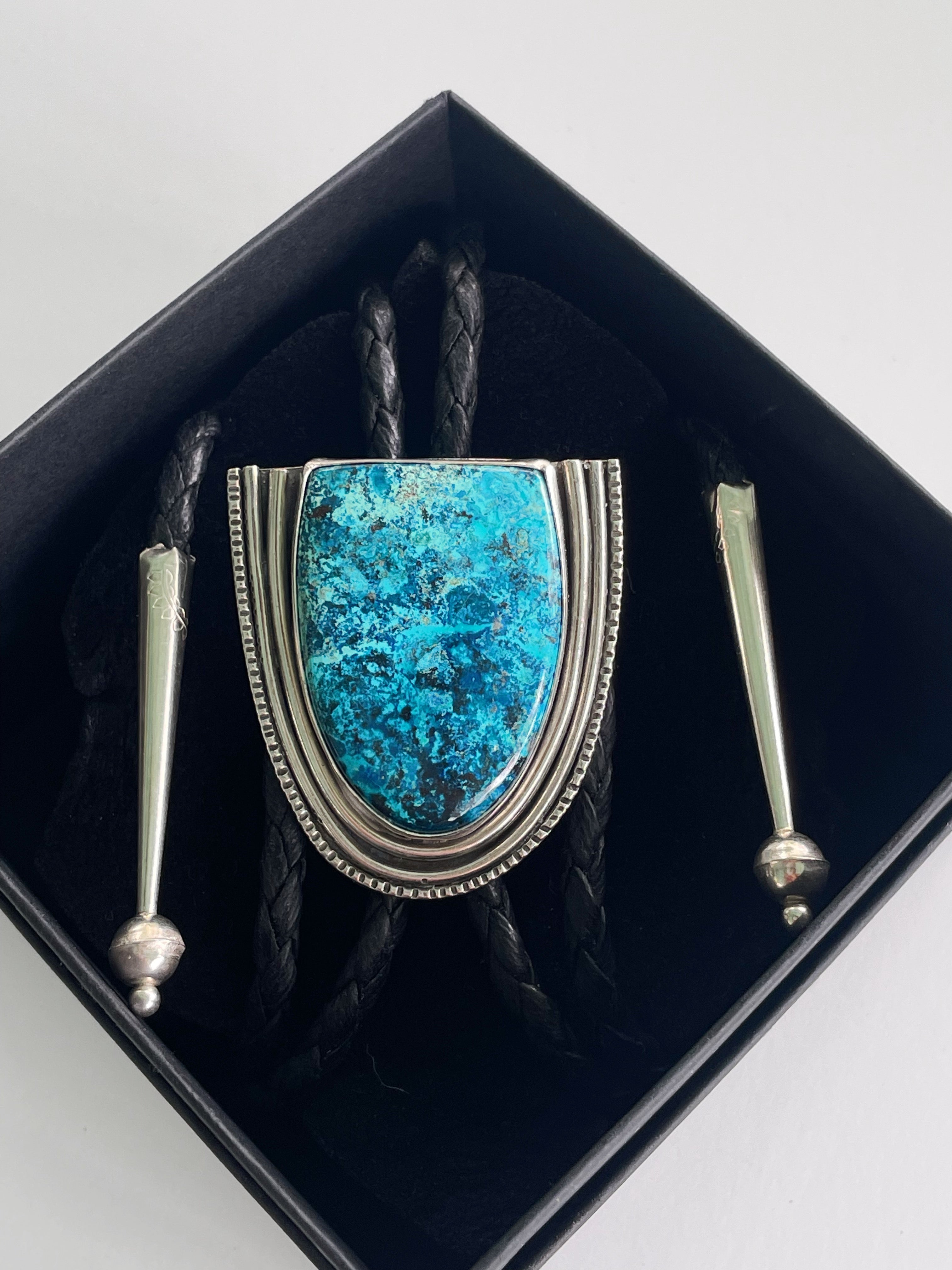 Azurite Ripple Bolo Tie