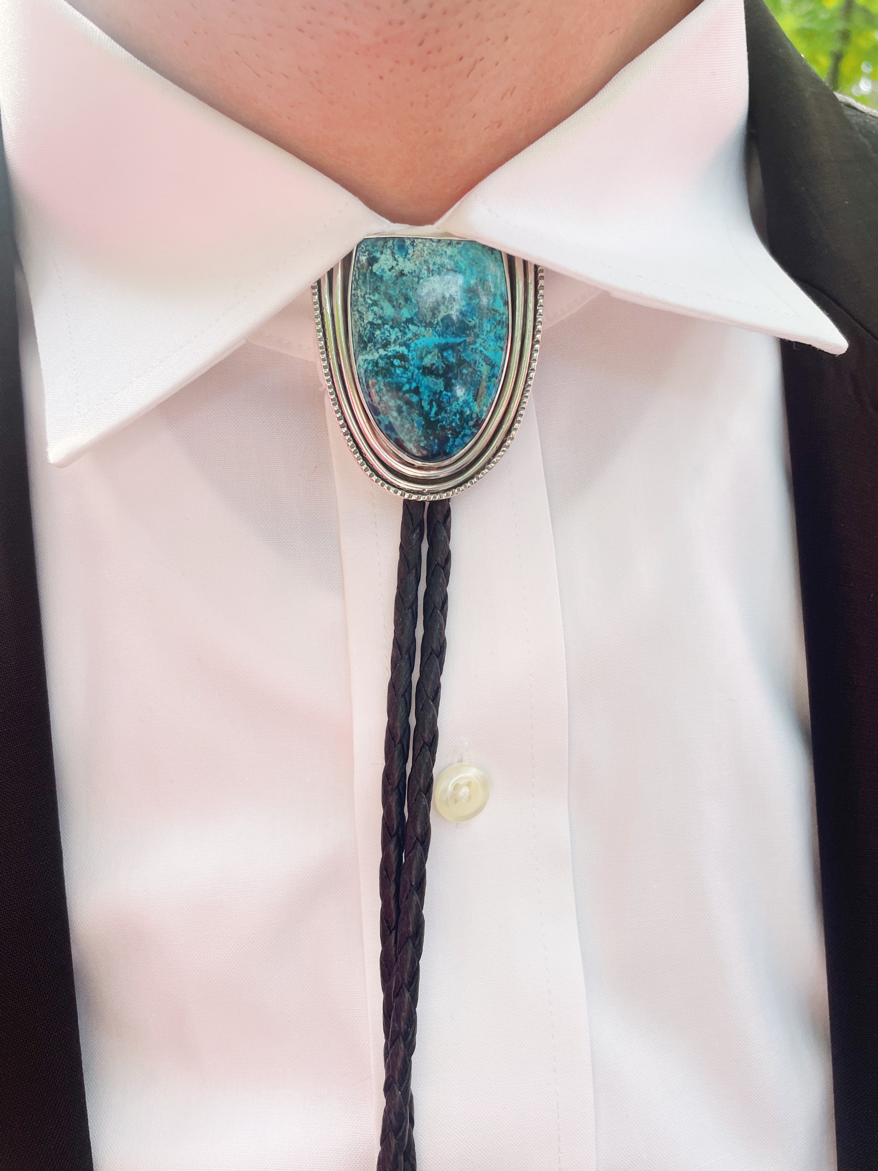 Azurite Ripple Bolo Tie