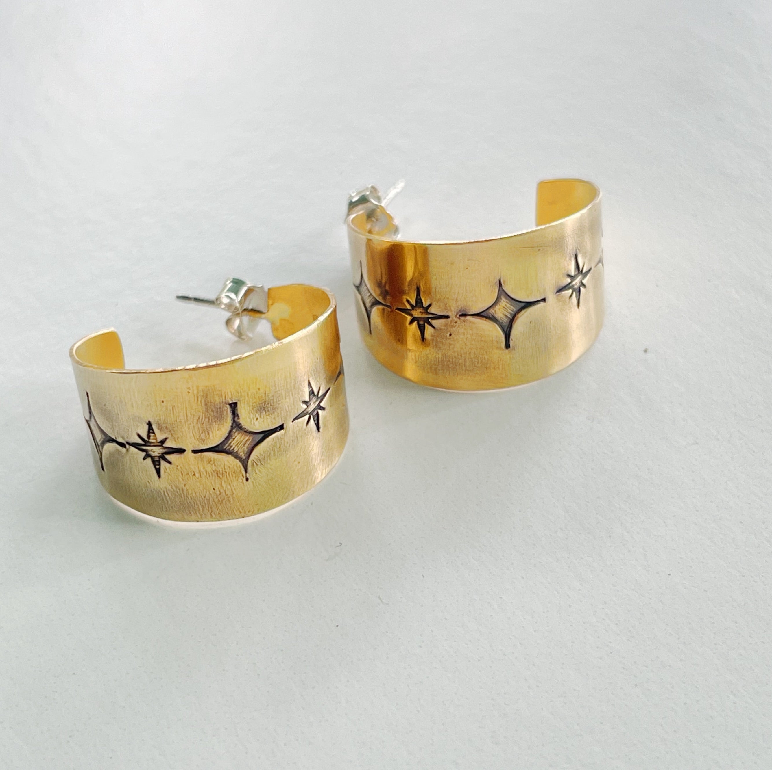 Stamped Brass Hoop Earrings