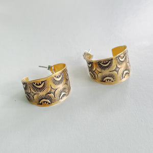 Stamped Brass Hoop Earrings