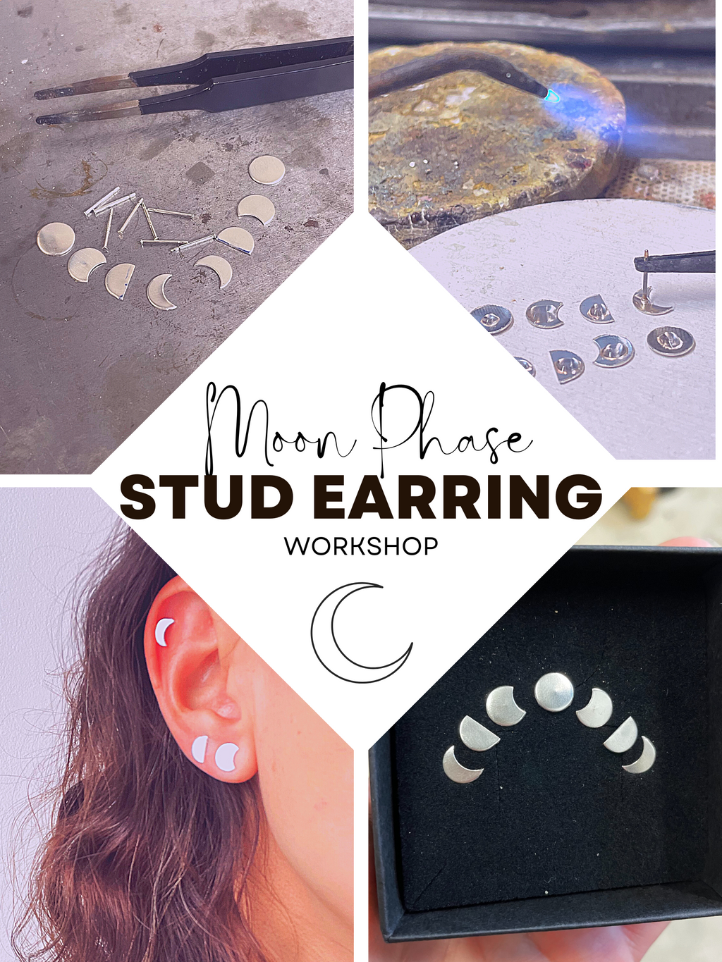 Moon Phase Stud Earring Workshop