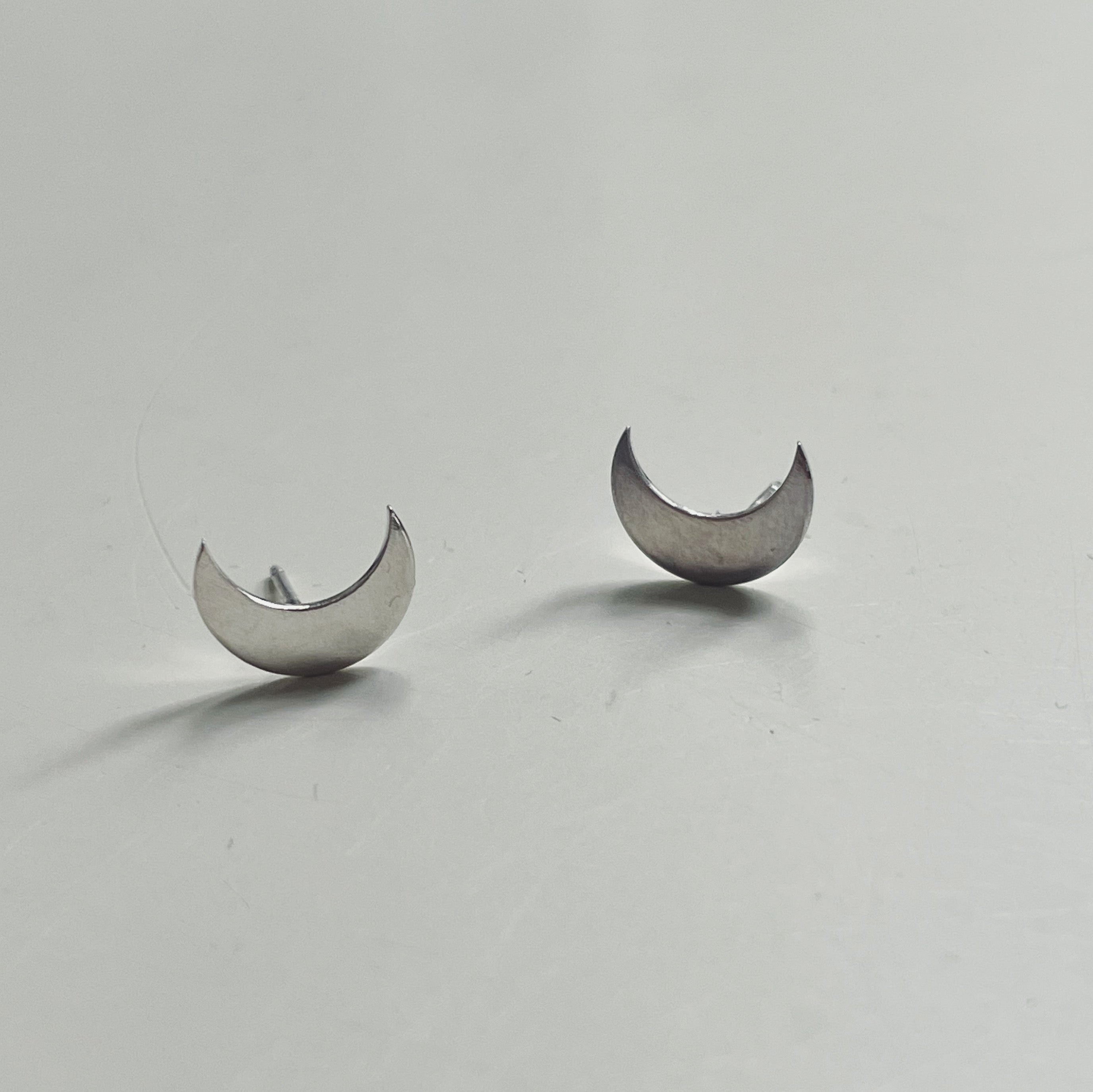 Silver Crescent Studs