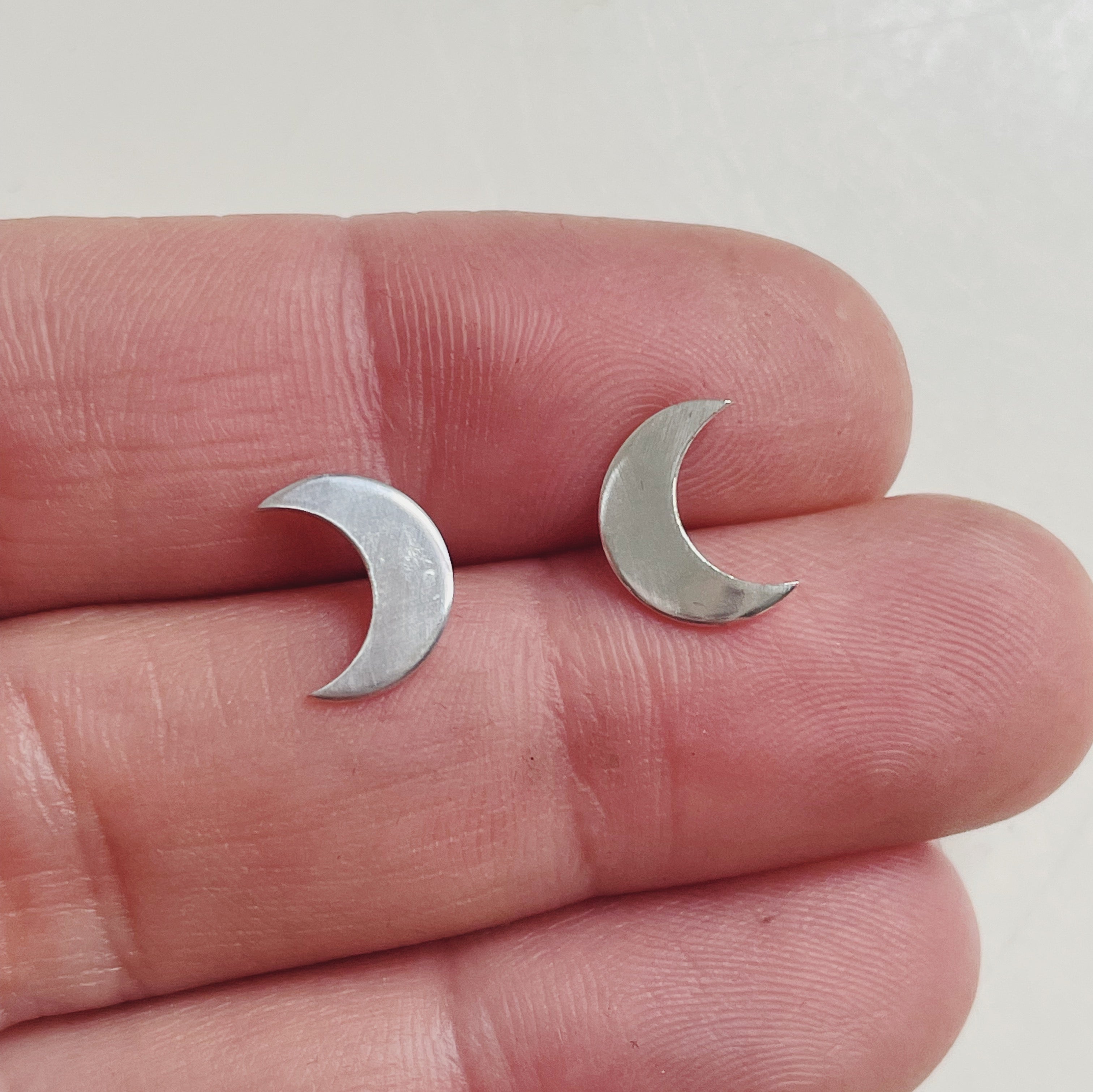 Silver Crescent Studs