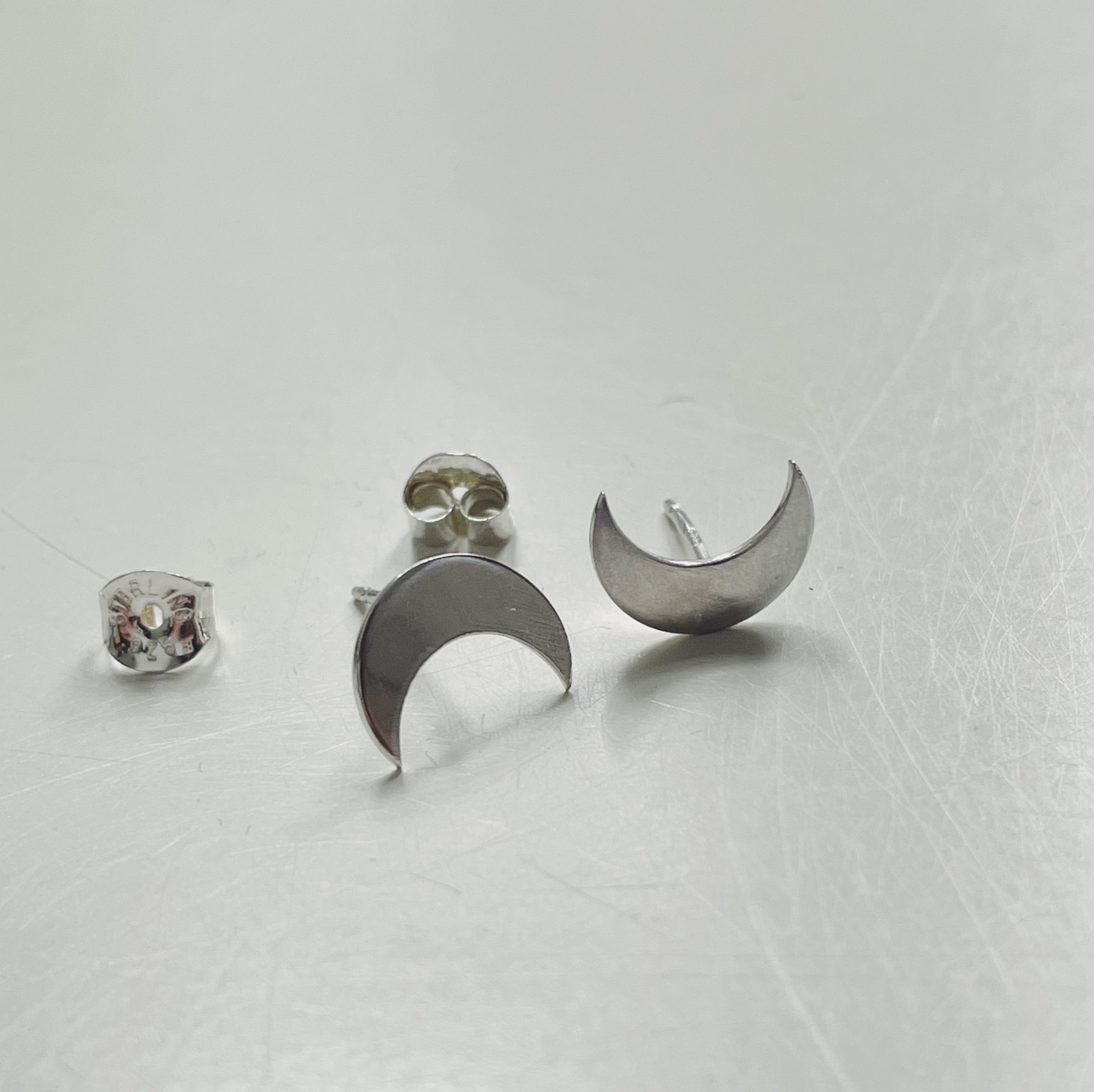 Silver Crescent Studs