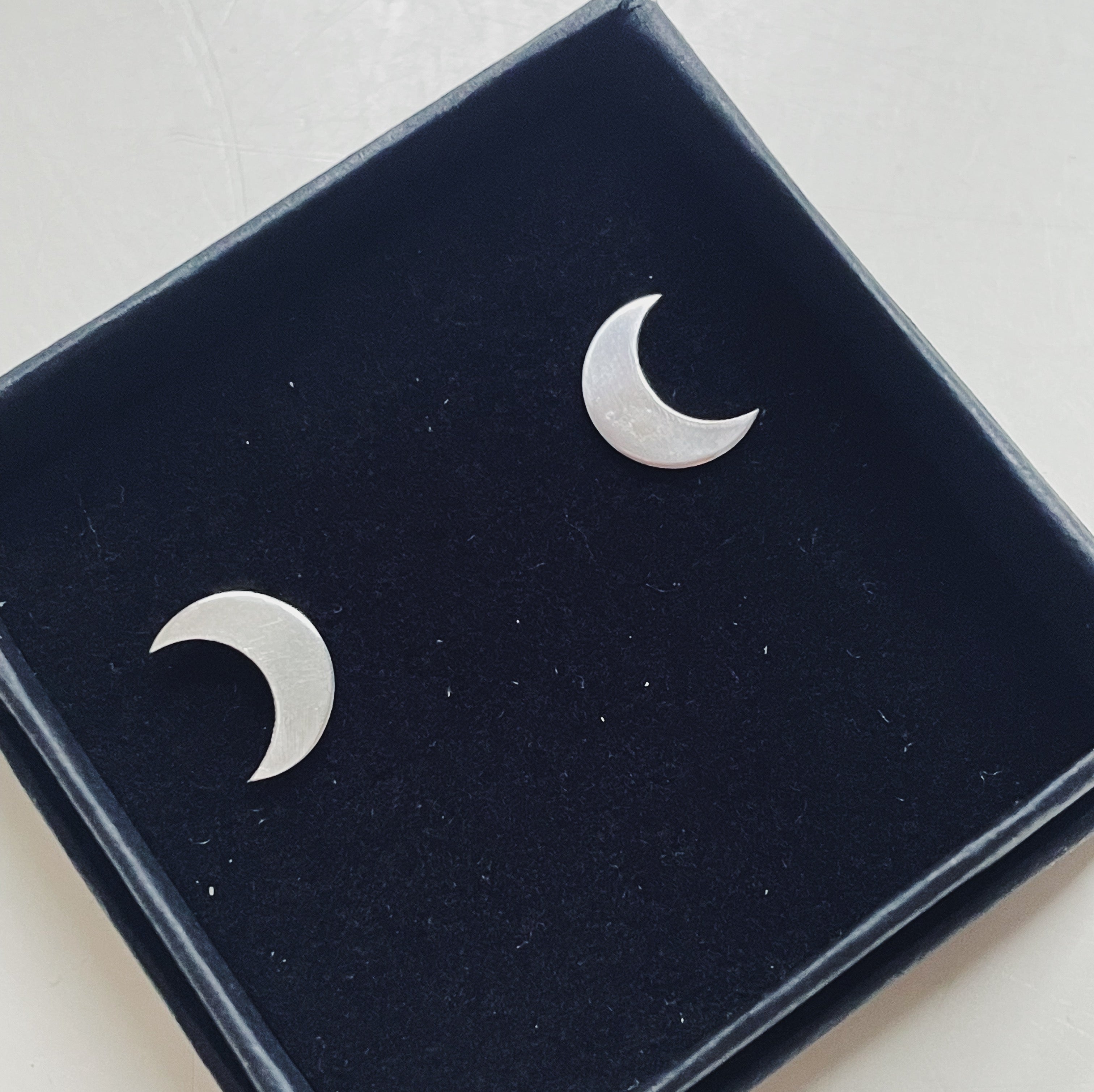 Silver Crescent Studs