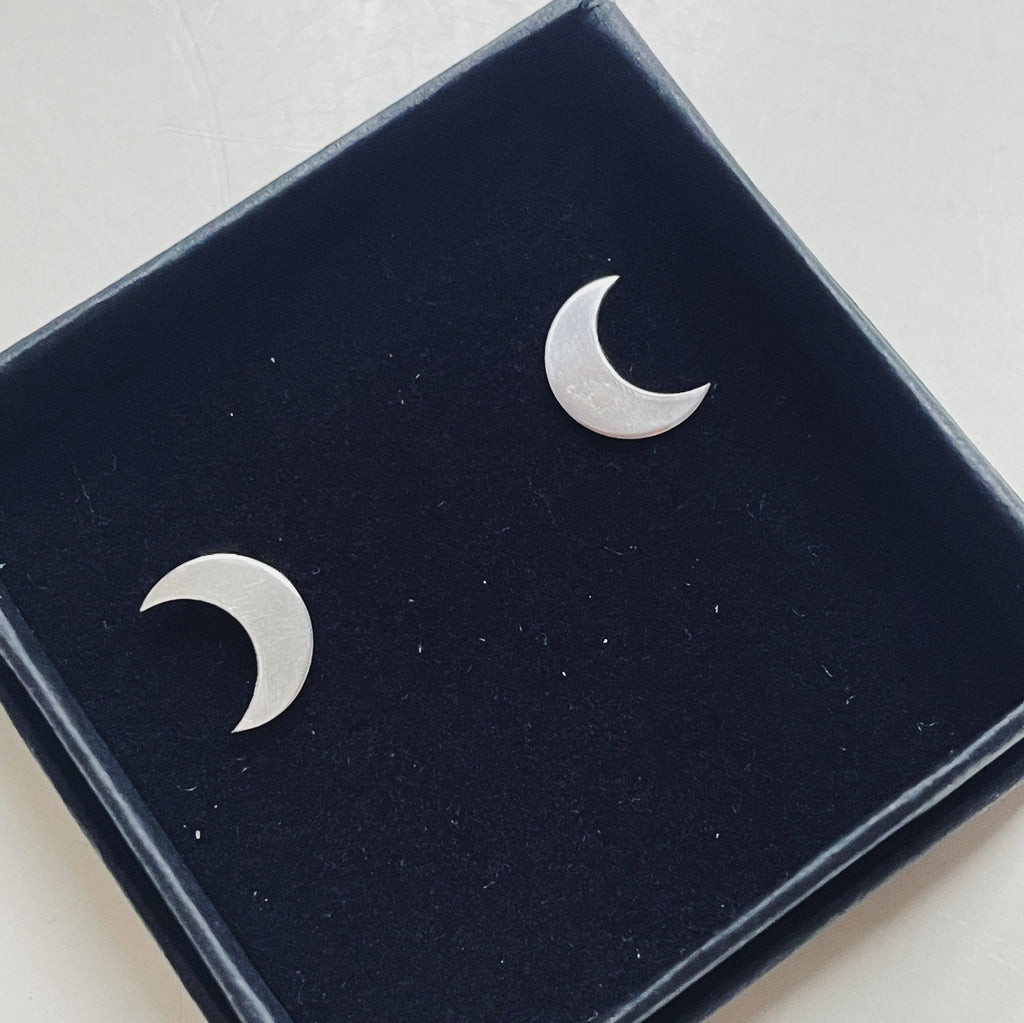 Silver Crescent Studs